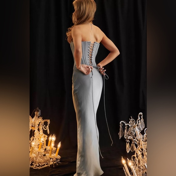 House of CB Nastassia Cool Blue‎ Embellished Satin corset NWOT size S - Picture 11 of 17